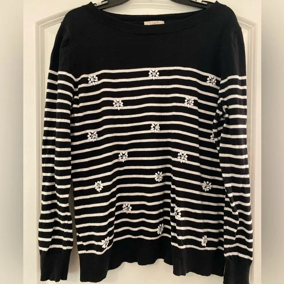 Loft Embellished Stripe Sweater - Picture 1 of 2